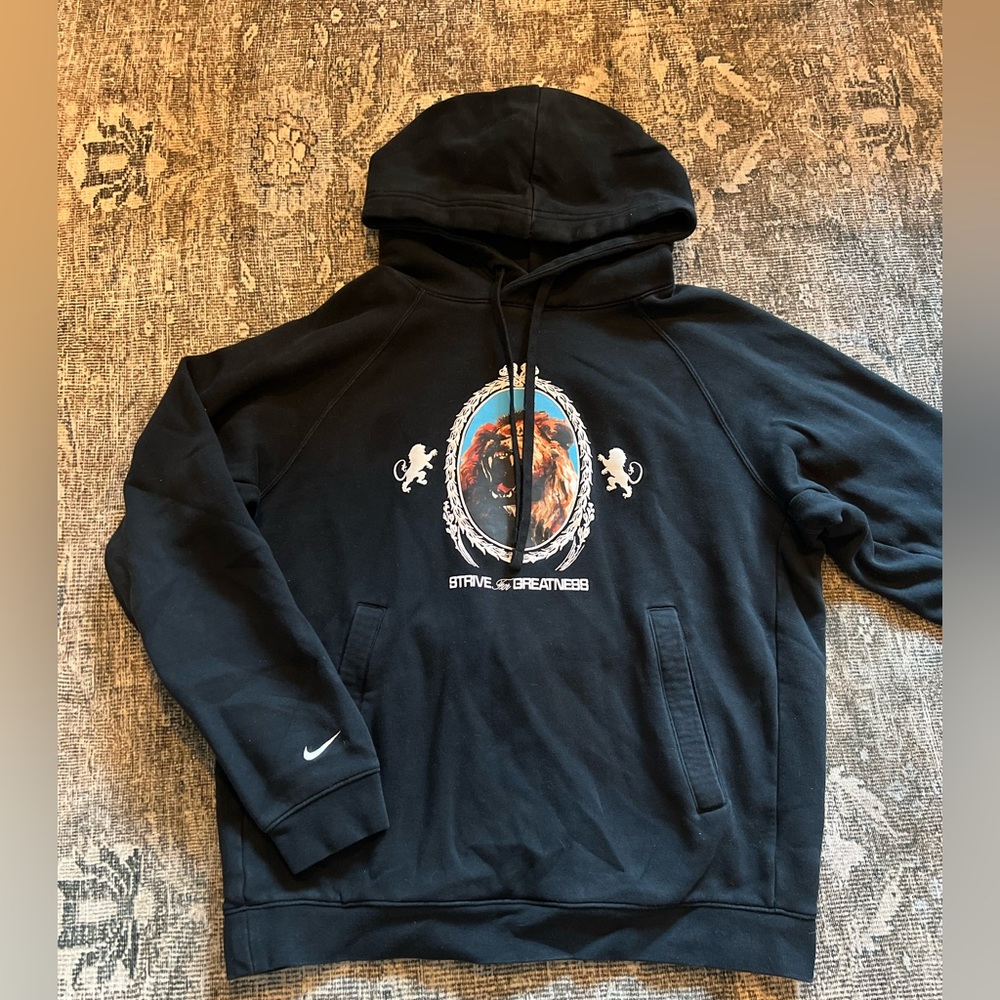 Mens Nike Lebron James Hoodie Pullover Lion Portrait Black Small